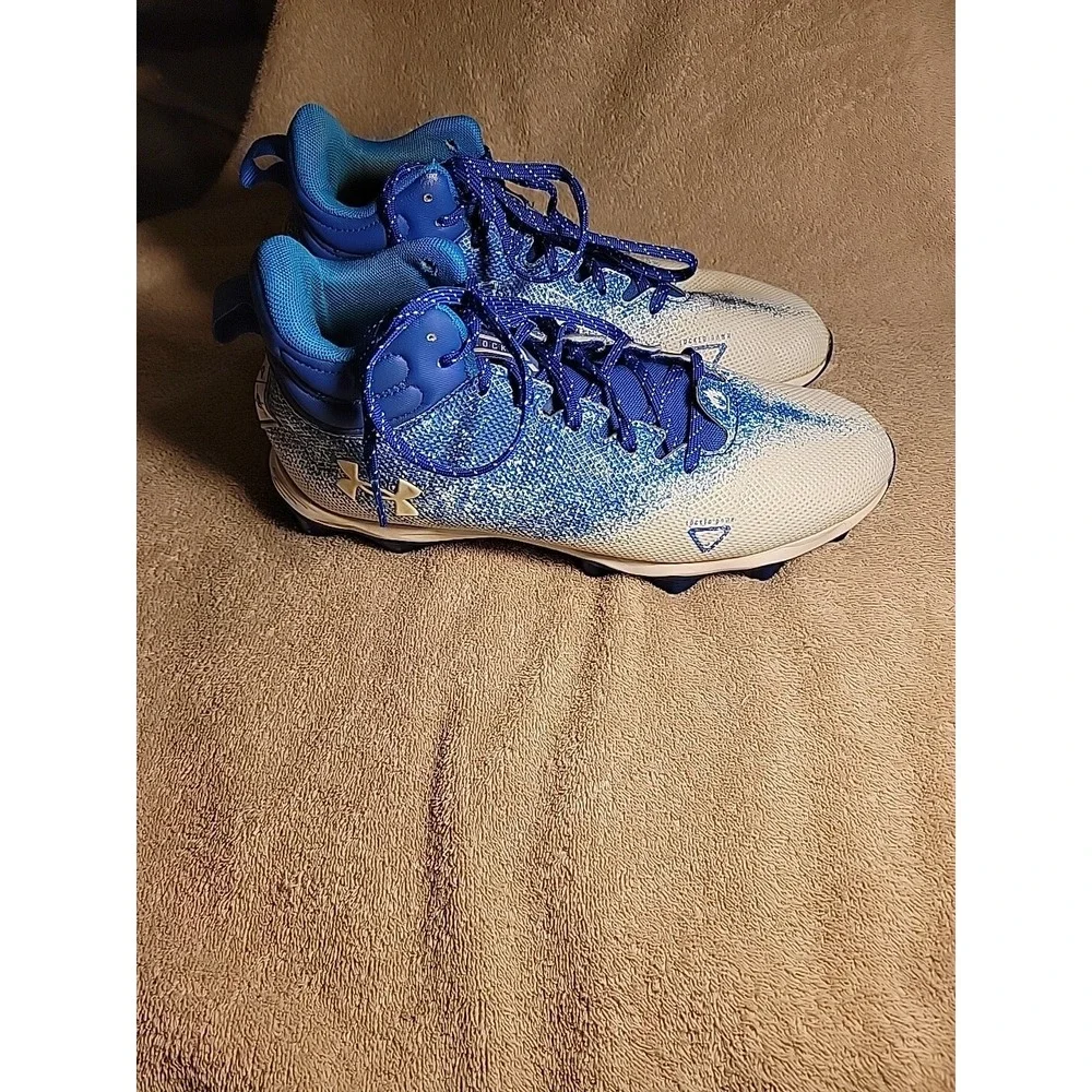Under Armour Spotlight Locked Down Men's Size 10.5‎ Football Cleats Blue & White